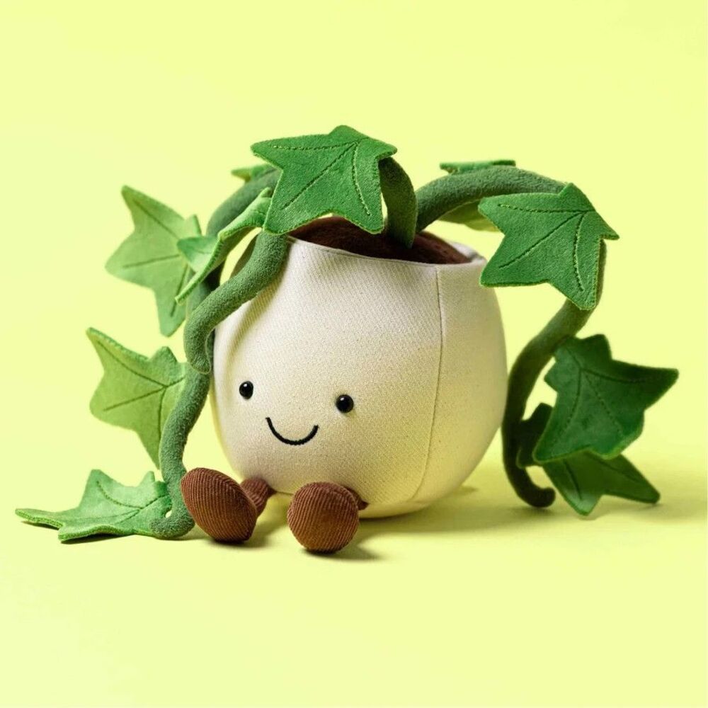 JELLYCAT London Amuseables Ivy Plant White Pot Green Leaves Plush